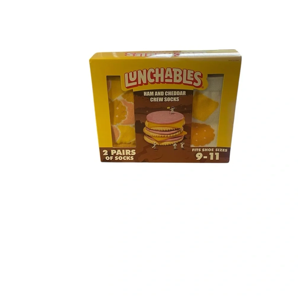 Lunchables Mad Engine ham cheddar crew socks 2 pair NIB